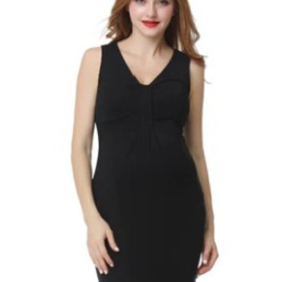 KIMI + KAI Black Sleeveless V-Neck Maternity Edrei Mermaid Maxi Dress Size S - Picture 2 of 13